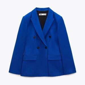 Zara Cobalt Blue Double-Breasted Blazer